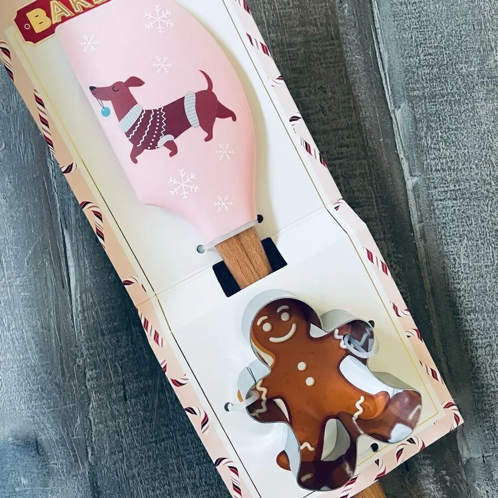 Christmas Dachshund Dog Baking Spatula Cookie Cutter Gift Set